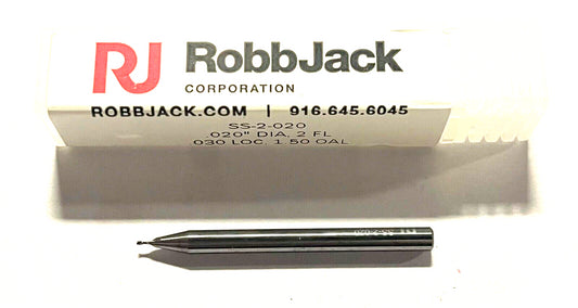 Robb Jack .020" Carbide End Mill 2 Flute 30Â° Helix USA Made