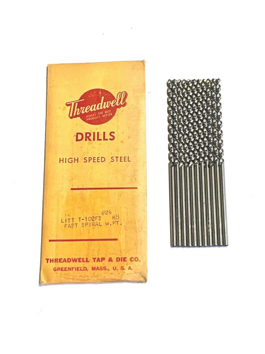 Threadwell No.20 Drill Bit HSS Taper Length 5-3/4" Drills USA Made 12 Pack