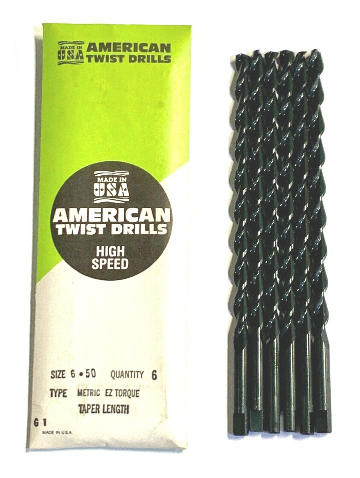 6.50mm Drill Bit HSS Taper Length Drills 6-3/8" USA Made 6 Pack