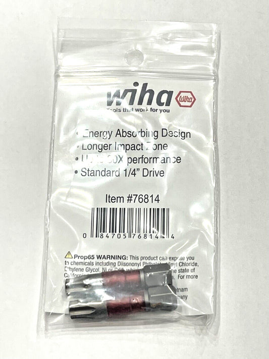 Wiha 1/4" x 29mm Terminator Impact Hex Screwdriver Bits 1/4" Hex Drive 2 Pack