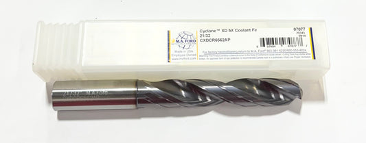 M.A. Ford 21/32" Solid Carbide Drill 5xD Coolant Fed Double Margin 2FL ALtima Plus