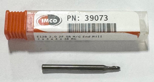 IMCO 2mm Carbide Ball Nose End Mill 2 Flute 3mm Shank USA Made