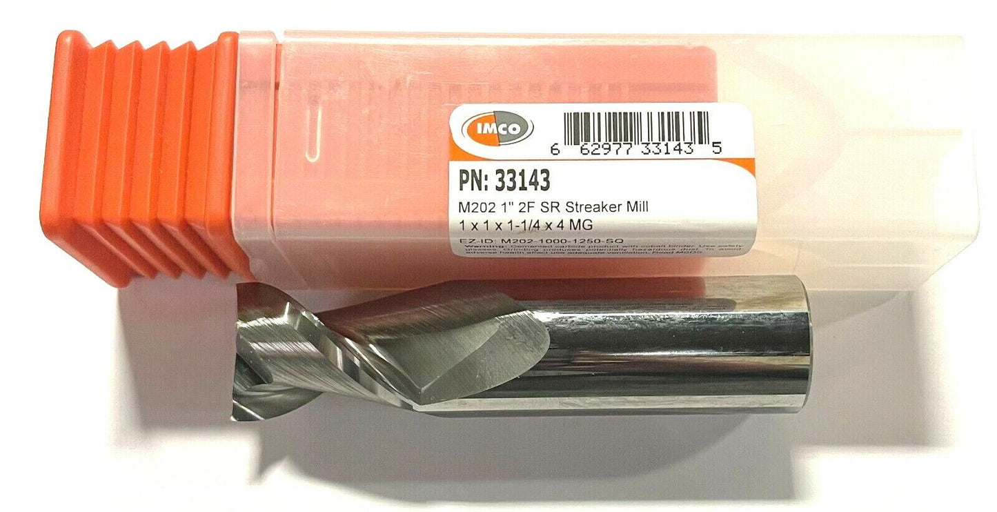 IMCO 1" Carbide End Mill High Performance 2 Flute SR Streaker Mill USA Made