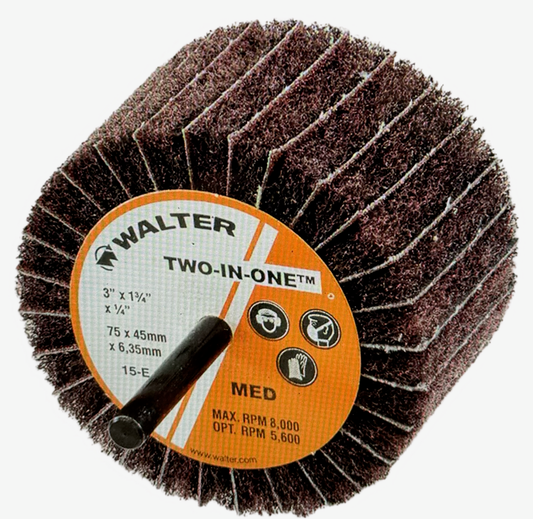 Walter 3" x 1-3/4" x 1/4" Two-In-One Mounted Flap Wheel Medium AO