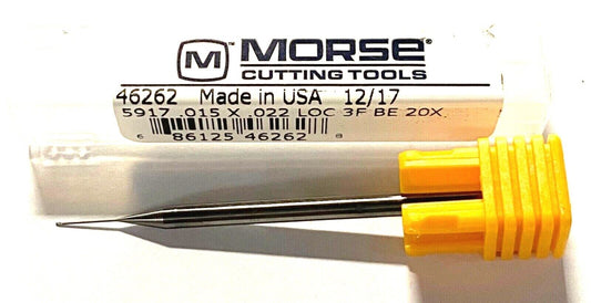 Morse .015 x 1/8" Solid Carbide Ball End Mill 3 Flute 20X USA Made 46262