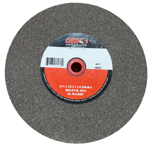 CGW 10" x 1-1/2" x 1-1/4" Bench & Pedestal Grinding Wheel 46 Grit Alumium Oxide