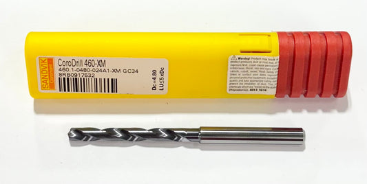 Sandvik 4.8mm Solid Carbide DRILL 5xD TiAlN Coated 2FL Coolant Thru 140 Degree