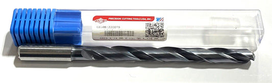 PCT 12.2mm Solid Carbide Drill 8xD AlTiN Coating Coolant Thru 2 Flute USA Made