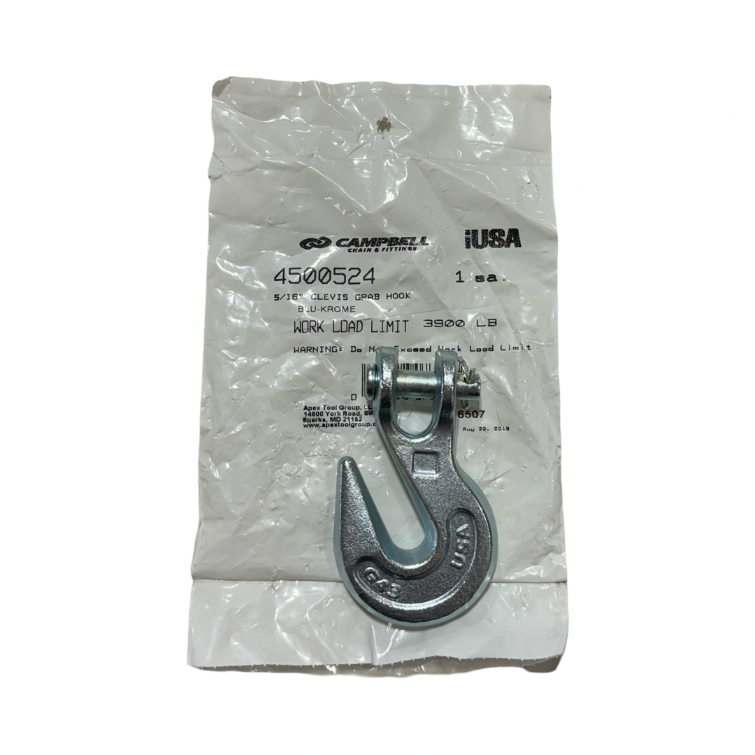 Campbell 5/16" Clevis Grab Hook Blu-Krome 3900 LB Workload Limit USA Made