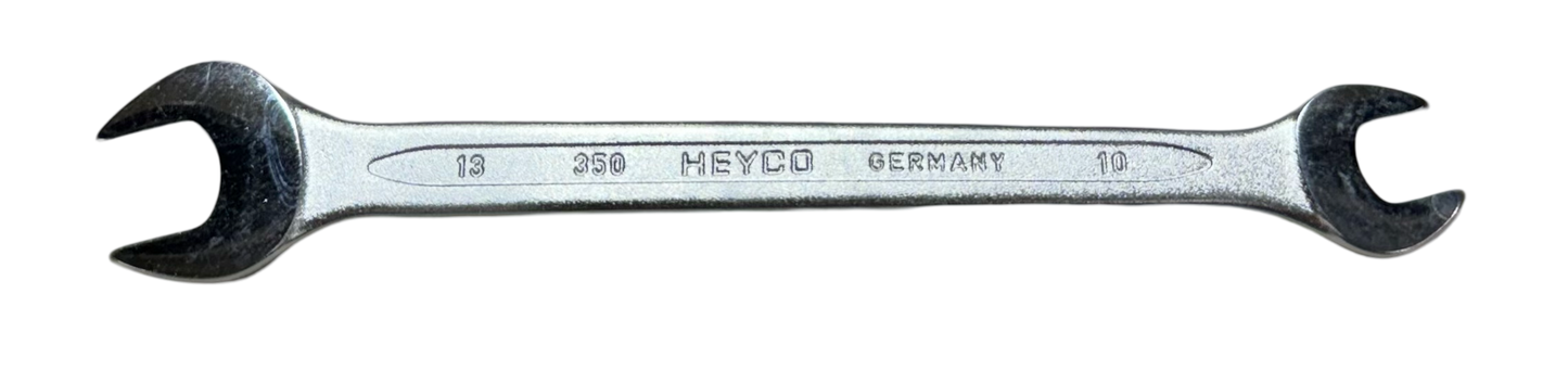 Heyco 10mm x 13mm Open End Wrench Satin Chrome