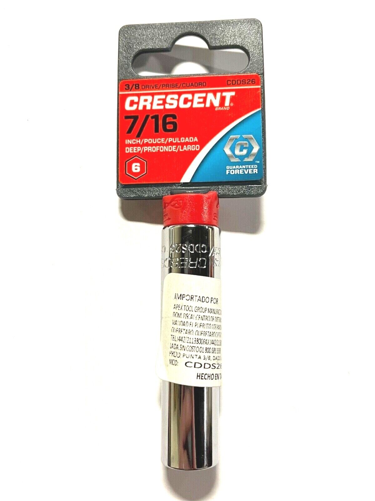 Crescent 3/8" Drive 7/16" Deep Socket Full Polish Chrome CDDS26