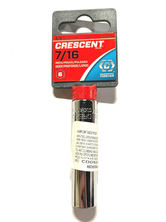 Crescent 3/8" Drive 7/16" Deep Socket Full Polish Chrome CDDS26