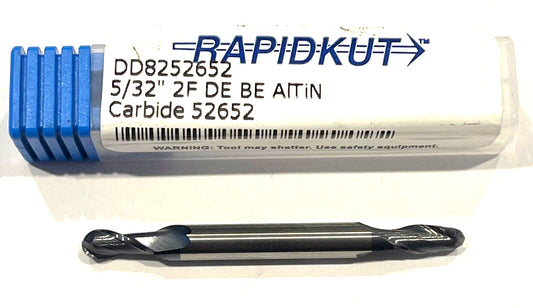 RapidKut 5/32" Carbide Double End Mill Ball Nosed AlTiN Coated 2 Flute USA Made