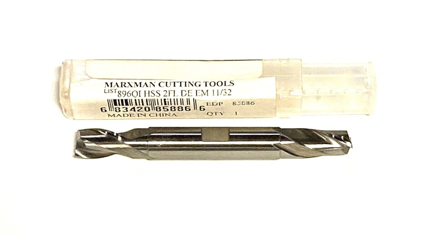 Marxman 11/32" x 3/8" Double End Mill HSS 2 Flute Center Cutting 85886