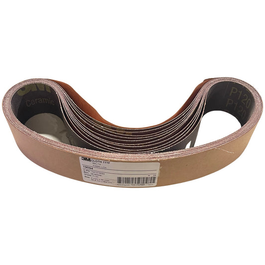 3M 777F 2" x 34" Abrasive Cloth Belt 120 Grit Ceramic YF Backing FABRI-LOK 10pk