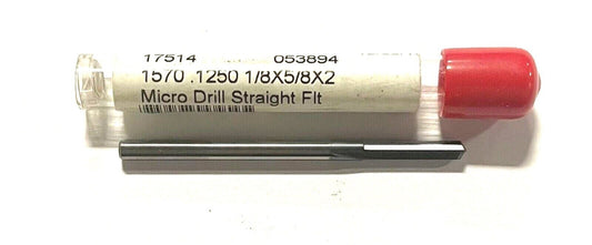 Fullerton 1/8" Solid Carbide Micro Drill 5xD Straight Fit 135° Notched Point USA