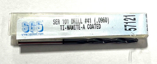 SGS #41 Solid Carbide Drill 5xD TA Coating 2 Flute USA Made 57121