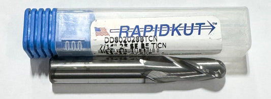 RapidKut 7/16" Carbide Ball End Mill 2 Flute TiCN Coated USA Made