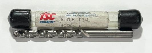 TSC Letter D Solid Carbide Drill Fast Spiral 2 Flute USA Made