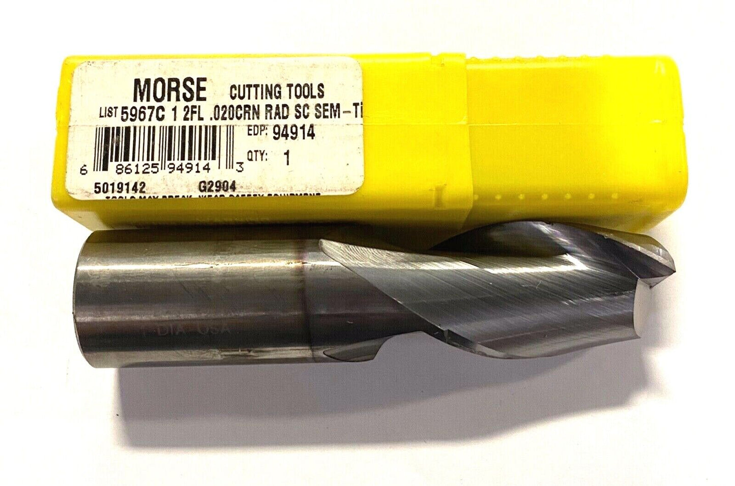 Morse 1" Carbide End Mill TiCN Coated .020 Corner Radius 2 Flute USA Made 94914