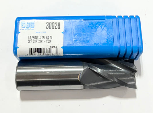 SGS 1" x 1" x 1-1/2" x 4" Carbide End Mill 4 Flute TA Coating 30° Helix