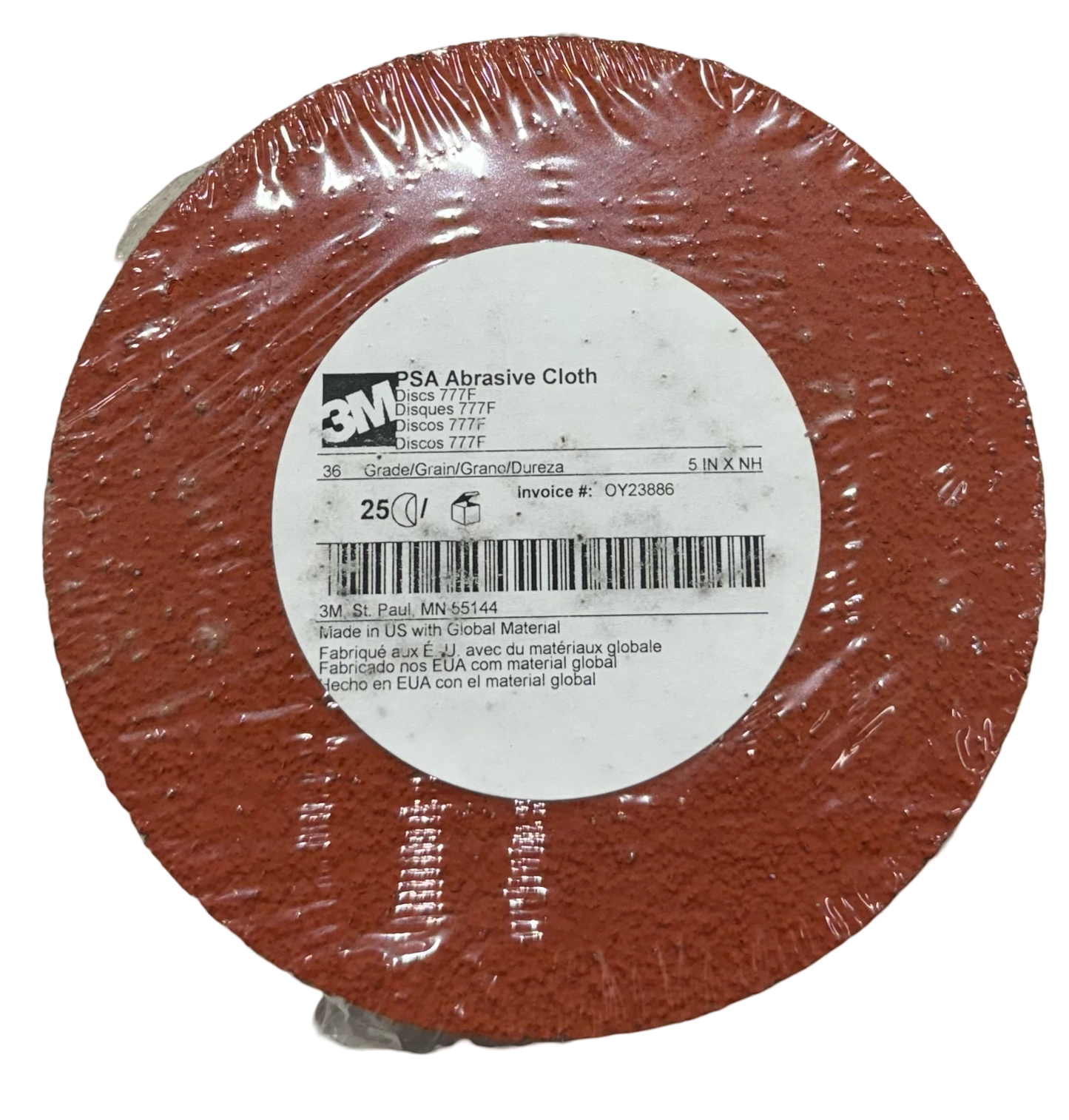 3M 777F 5" PSA Sanding Discs 36 Grit Ceramic Aluminum Oxide 25 Pack