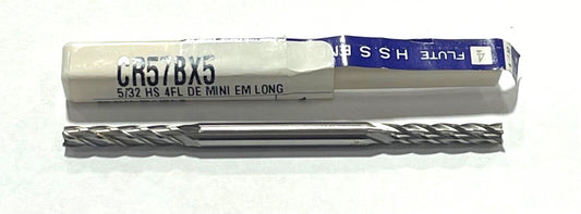 5/32" HSS Double End Mill 4 Flute Long Length Center Cutting 3/16" Shank