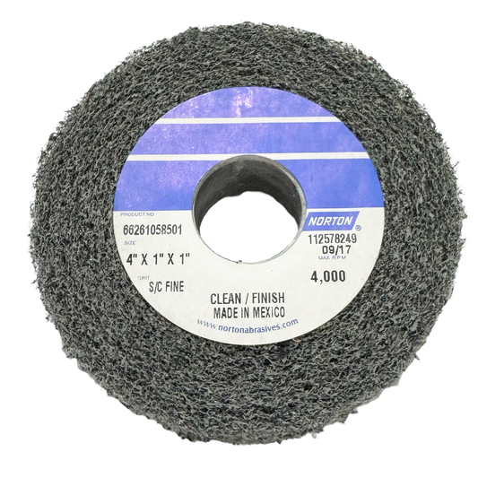 Norton 4" x 1" x 1" Clean & Finish Convolute Deburring Wheel Silicon Carbide