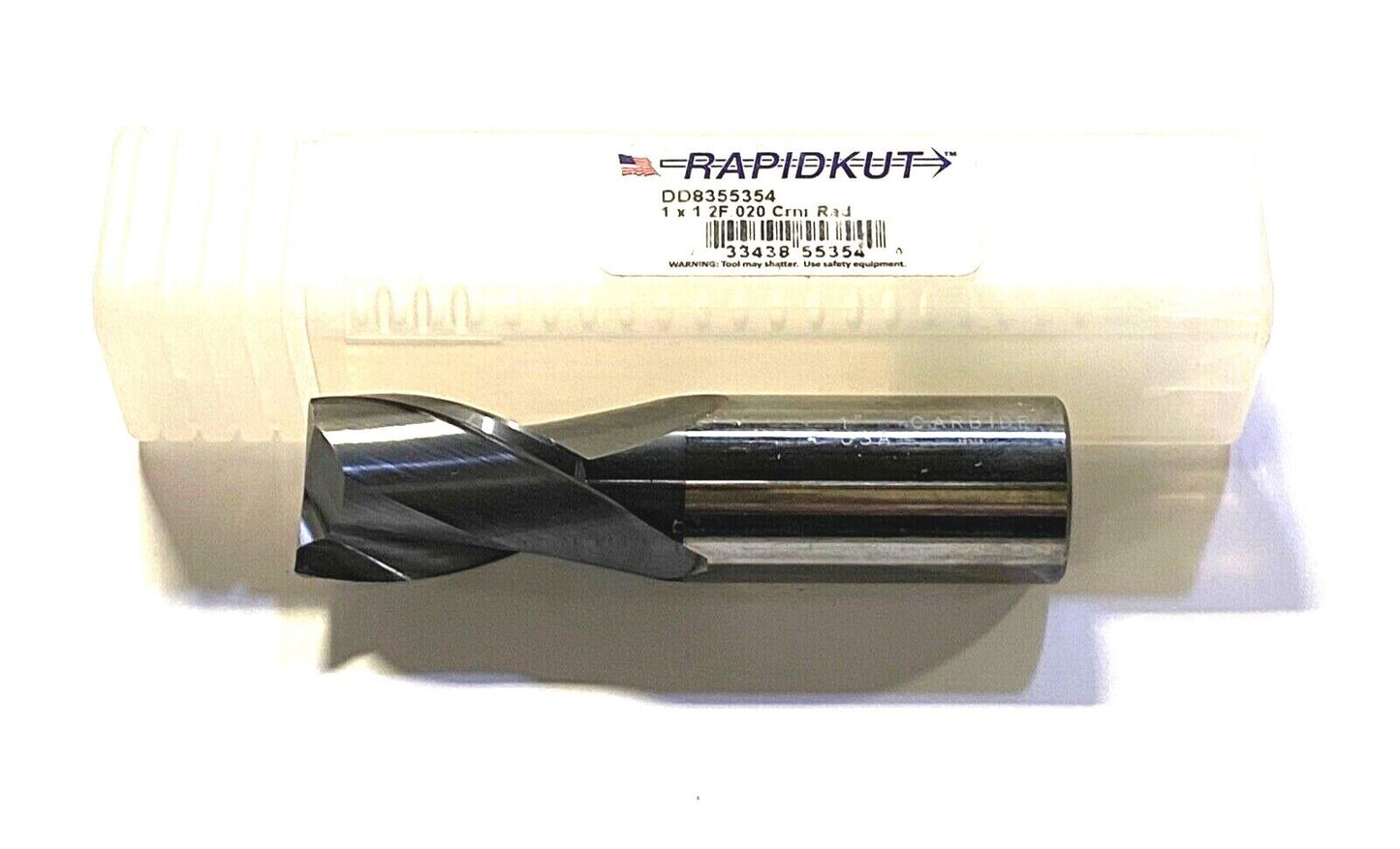 Rapidkut 1" Solid Carbide End Mill AlTiN Coated .020 Radius 2 Flute USA Made