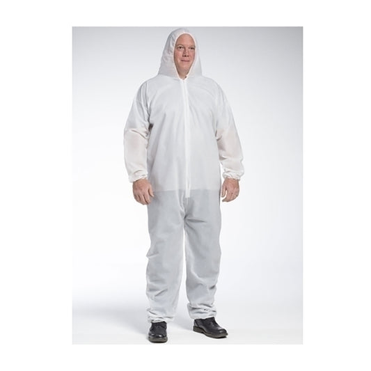 West Chester PE Laminate White Coverall Elastic Wrist, Ankle, Hood XL