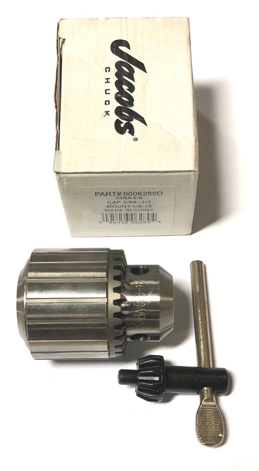 Jacobs 1/2" Capacity 5/8-16 33BA MD Plain Bearing Drill Chuck 6289D