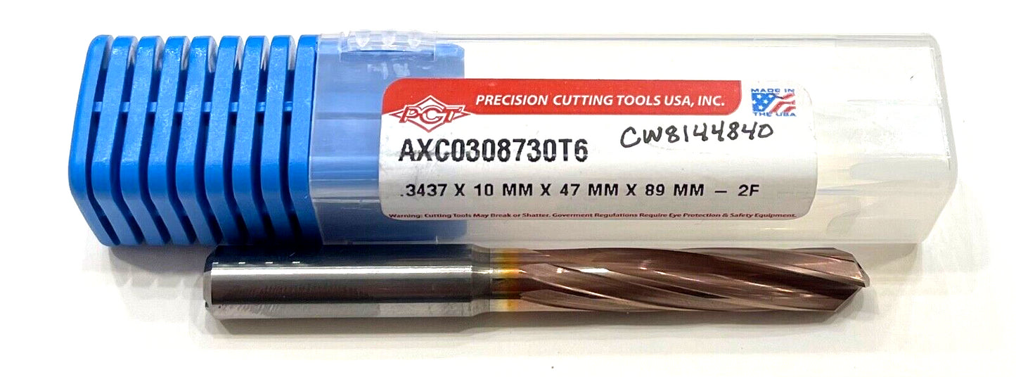 CGW 8.73mm Solid Carbide Drill 3xD ZrCN Coating 2 Flute Coolant Thru USA Made