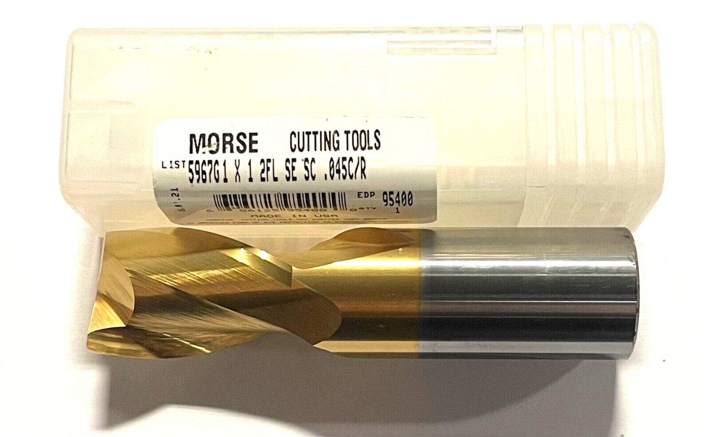 Morse 1" Carbide End Mill Tin Coated .045" Corner Radius 2 Flute USA Made