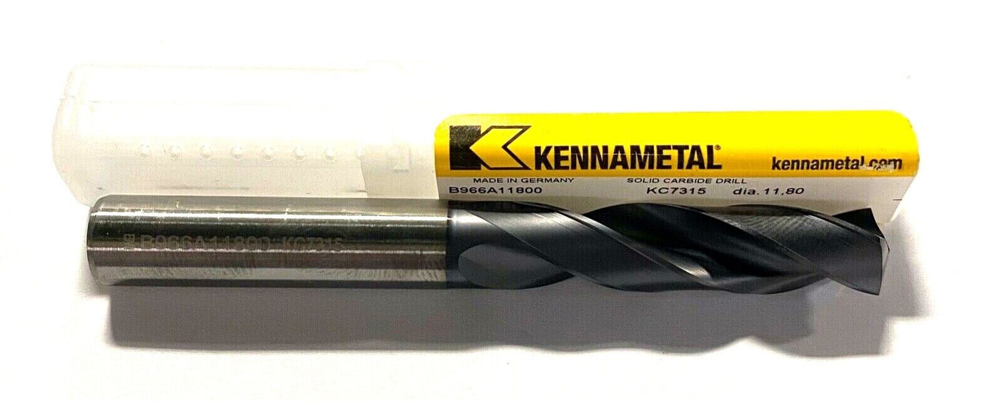 Kennametal 11.80mm Solid Carbide Drill TiAlN Coated 3xD 140° KC7315 1997391